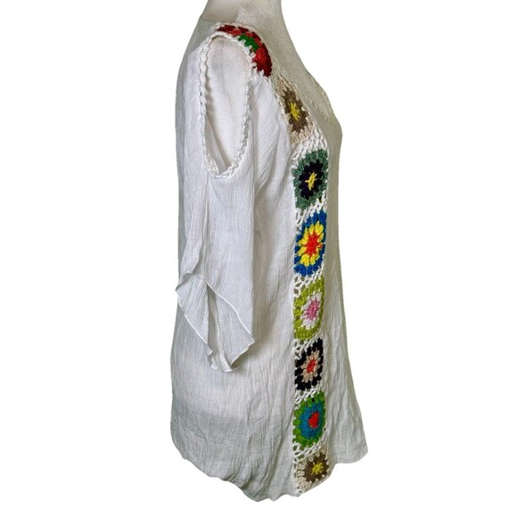 Shein Boho Multicolor Crochet White Cover Up Size L Swimwear - Picture 3 of 5